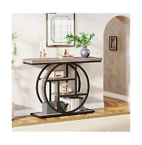 Slickblue 41.3" Industrial Console Table with 4 Tiers and Circle Base