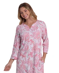 Miss Elaine Women's Long-Sleeve Printed Long Zip Robe