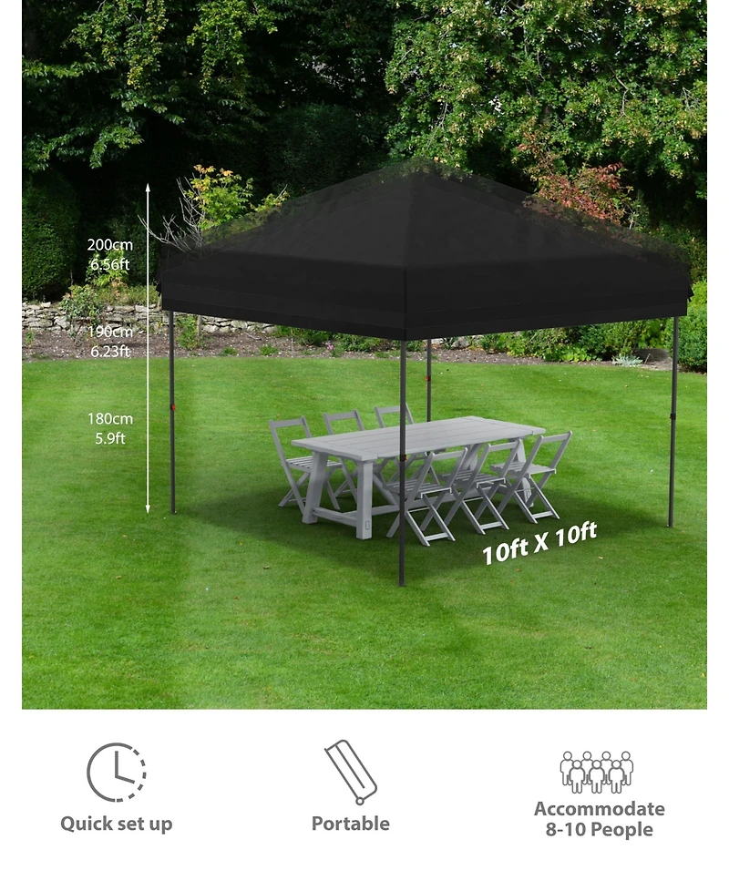 gaomon 10 x Feet Pop Up Canopy Tent with Sidewalls, Wheeled Carry Bag, Steel Frame and Silver-Coated Oxford Top