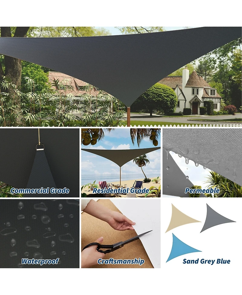 gaomon Triangle Sun Shade Sail for Patio, Deck and Garden, Uv Block Outdoor Canopy for Backyard, Pool and Yard