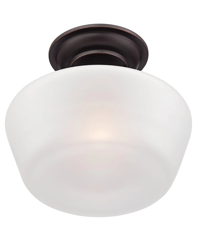 Regency Hill Schoolhouse Rustic Farmhouse Ceiling Light Semi Flush Mount Fixture 12inch Set of 2 Metal Glass Shade for Bedroom
