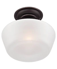 Regency Hill Schoolhouse Rustic Farmhouse Ceiling Light Semi Flush Mount Fixture 12inch Set of 2 Metal Glass Shade for Bedroom