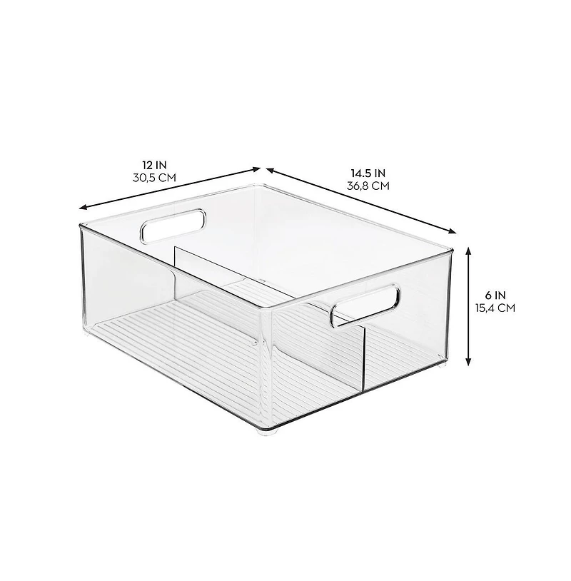 iDesign Divided Pantry Bin with Handles for Fridge or Pantry - Set of 4