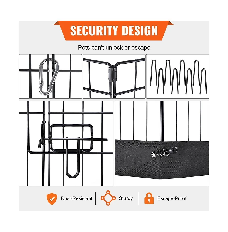 Ruie Foldable 8 Panel Metal Dog Playpen 24 in Pet Exercise Pen Indoor Outdoor