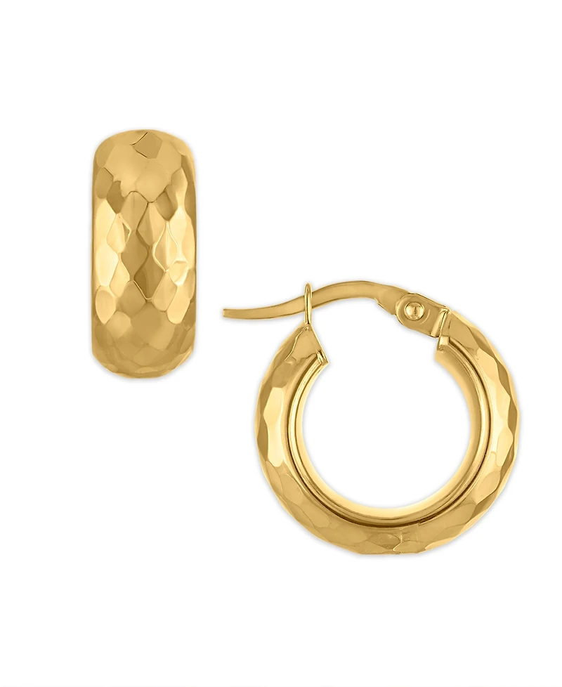 Macy's Polished & Textured Huggie Hoop Earrings in 10k Yellow Gold