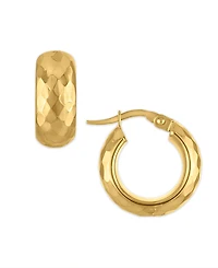 Macy's Polished & Textured Huggie Hoop Earrings in 10k Yellow Gold