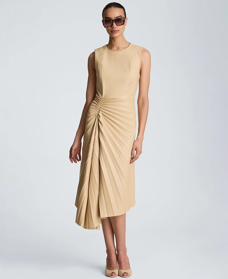 Kenneth Cole Women's Sunburst Pleated Midi Dress