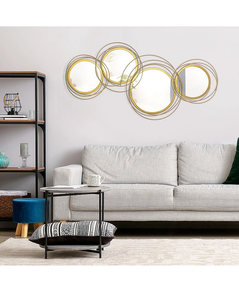 Phying Modern Metal Wall Art Mirror Decor Hanging Wall Sculpture for Home Living Room Bedroom Dining Room