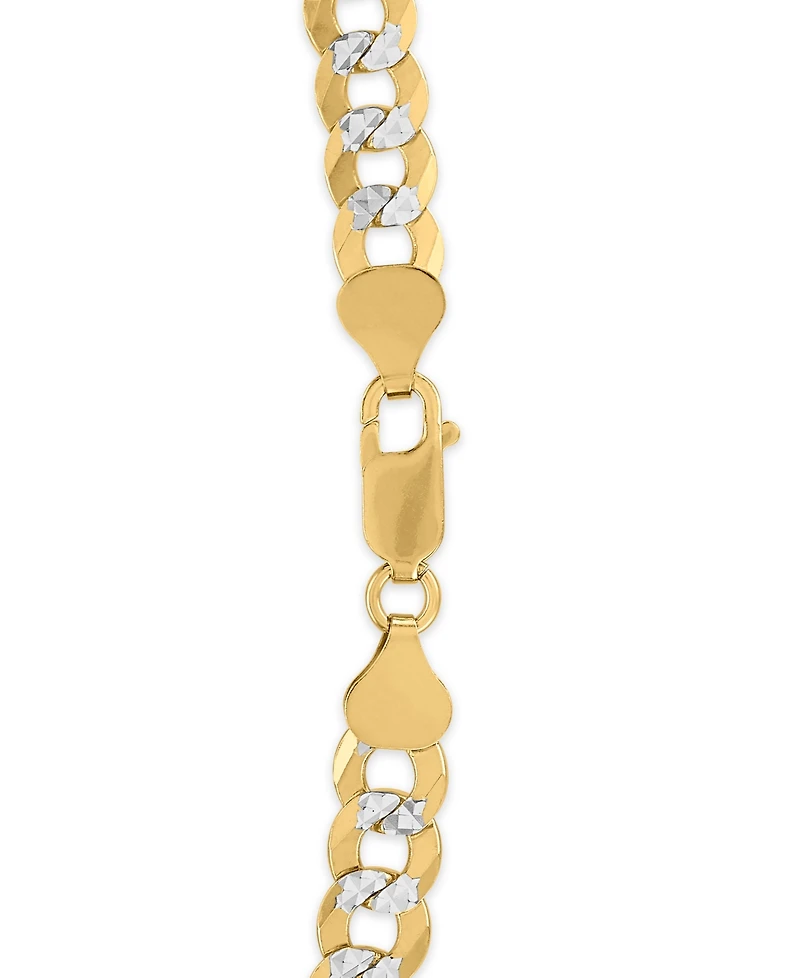 Macy's Men's Pave Diamond-Cut Curb Link Chain Necklace in 14k Two-Tone Gold Over Sterling Silver
