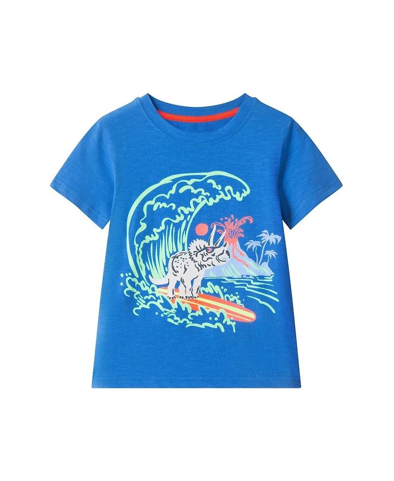 Andy & Evan Toddler Boys Surfing Dino Tee and Knit Denim Short Set
