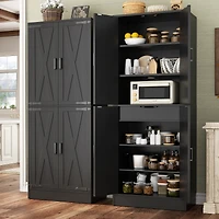 Aheaplus 71" Freestanding Kitchen Pantry Cabinet with 4 Doors, Large Storage Cupboard Drawer and Shelves