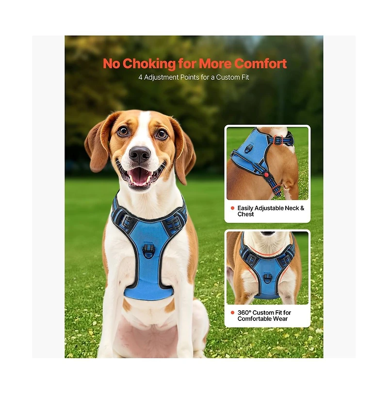 Ruie No Pull Adjustable Dog Vest Harness for Large Dogs with 5 ft Leash and Handle