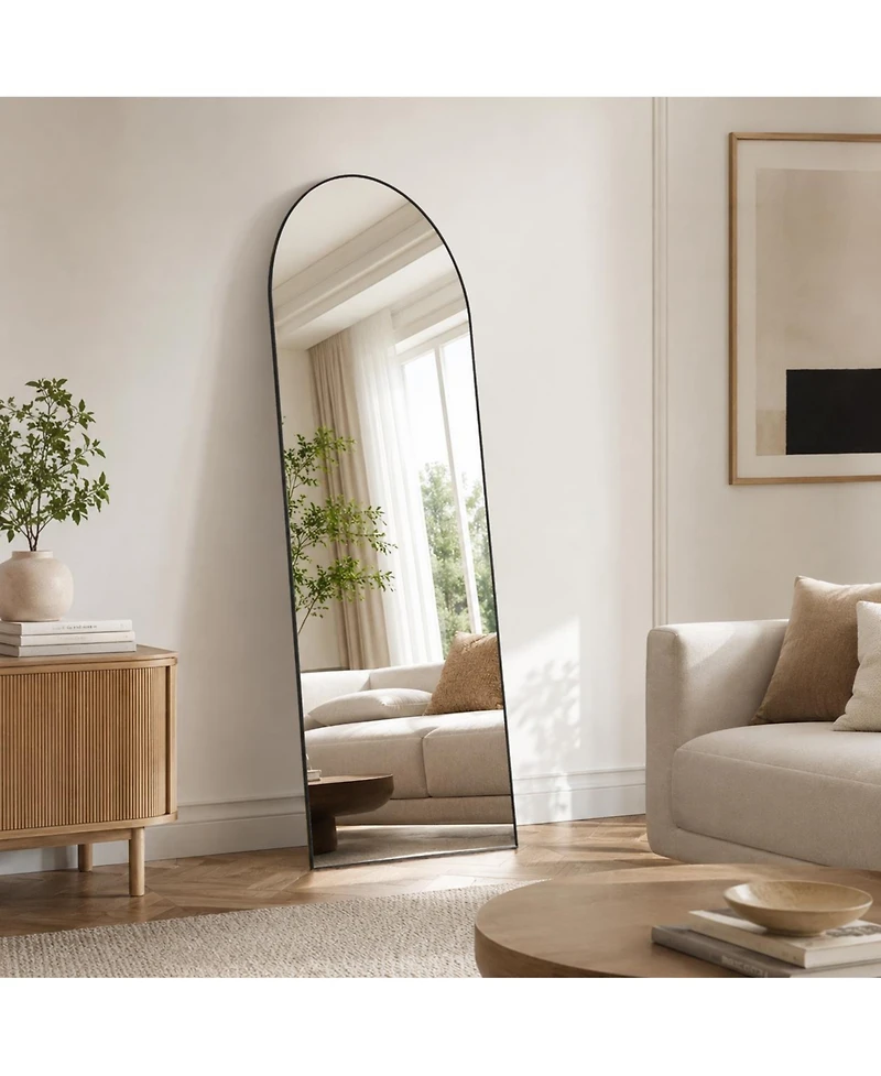 Phying Floor Standing Mirror Aluminum Alloy Thin Frame Full Body Mirror Freestanding and Wall Mounted Large Vanity Mirror for Bedroom Living Room