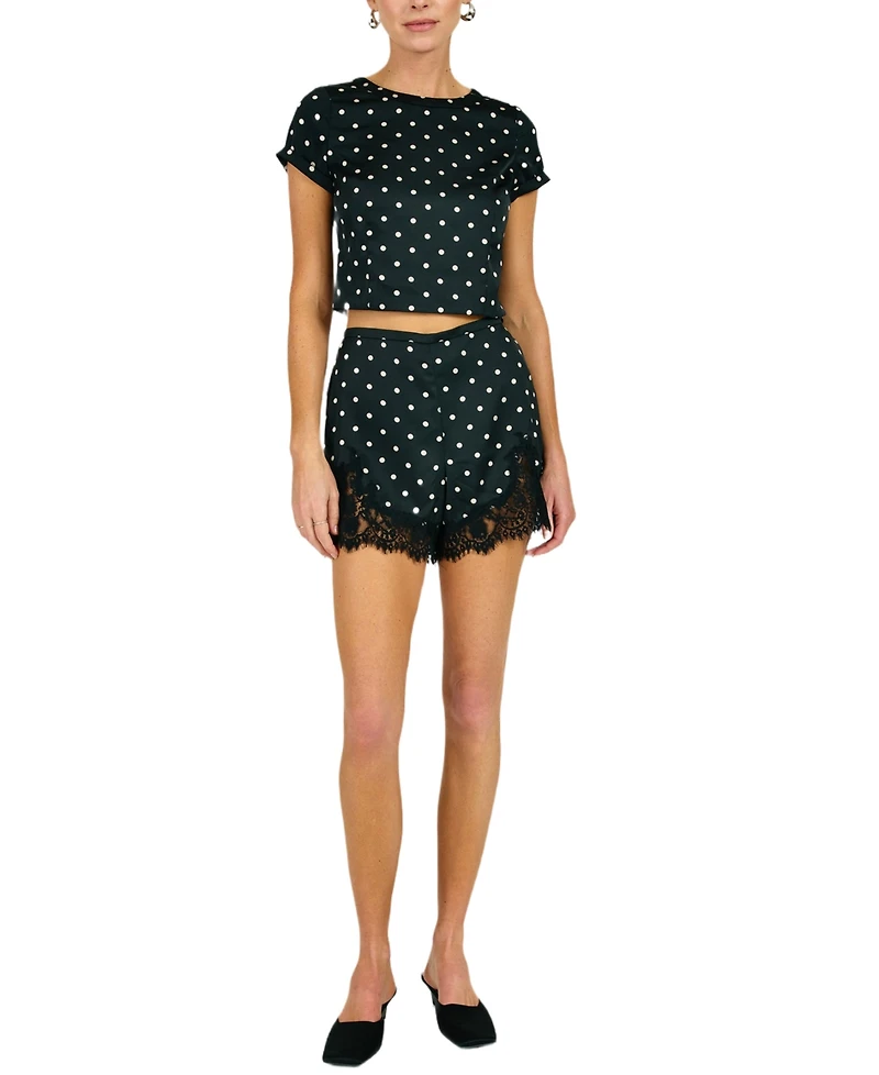 Line & Dot Women's Sophie Polka Lace Trim Shorts