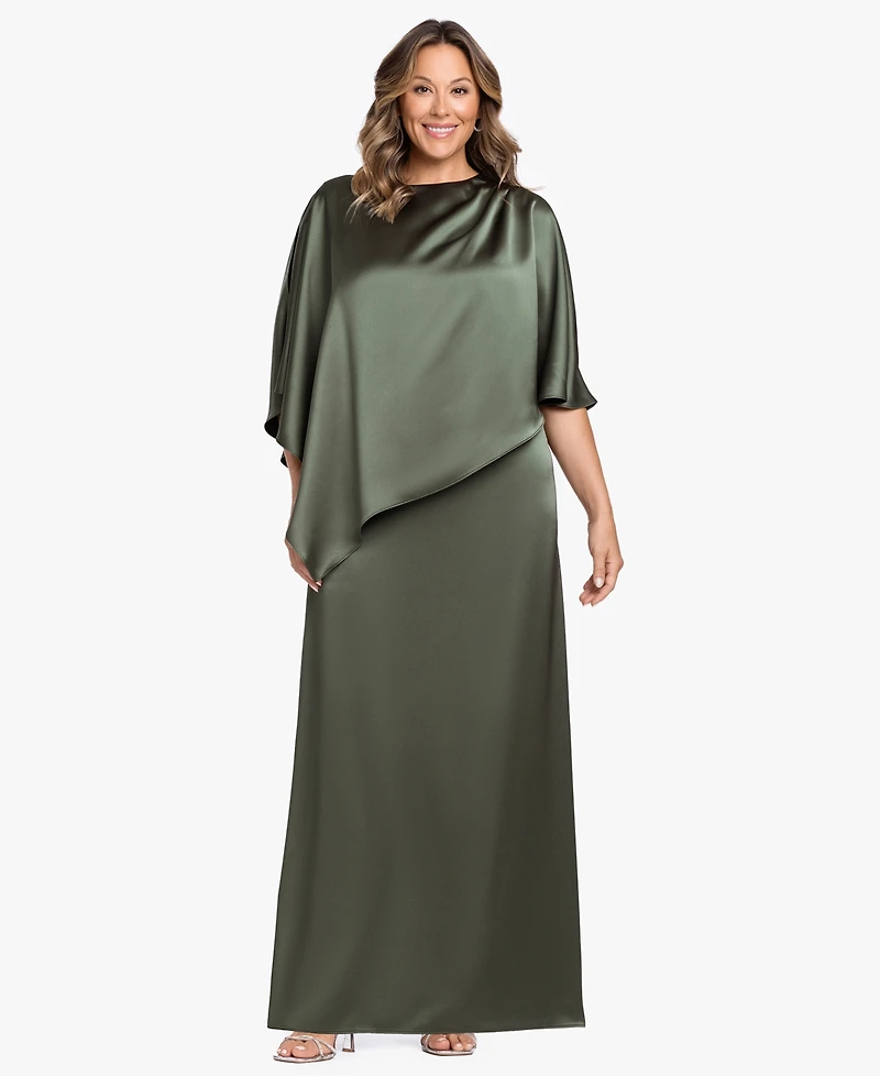 Xscape Plus Crewneck Satin Overlay Ball Gown