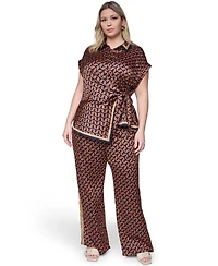 Karl Lagerfeld Paris Women's Side Tie Button Down Shirt