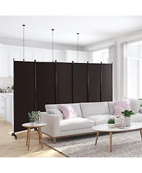 sumyeg 6-Panel Foot Rolling Room Divider with Lockable Wheels for Indoor Privacy