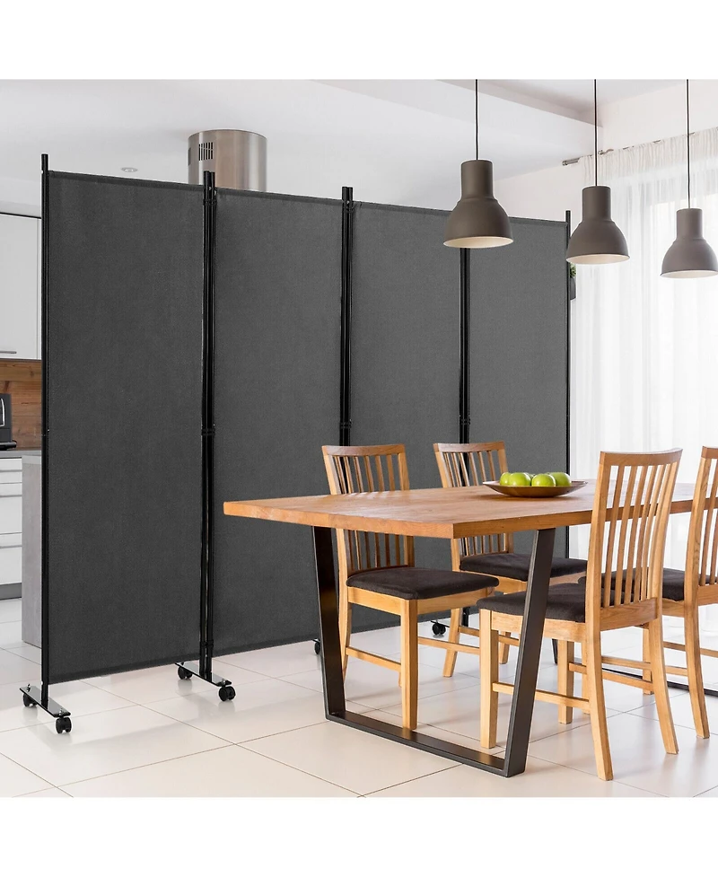 sumyeg 4-Panel Folding Room Divider Privacy Screen with Lockable Wheels for Indoor Use
