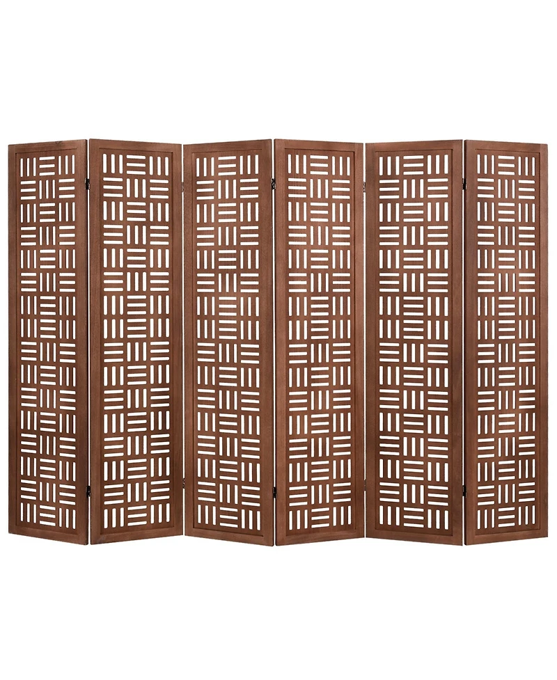 sumyeg 6-Panel Solid Wood Folding Room Divider Partition Stand for Indoor Use