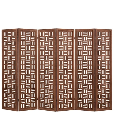 sumyeg 6-Panel Solid Wood Folding Room Divider Partition Stand for Indoor Use