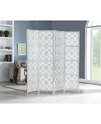 sumyeg 4-Panel Room Divider with Quatrefoil Diamond Design Folding Decorative Screen for Indoor Use