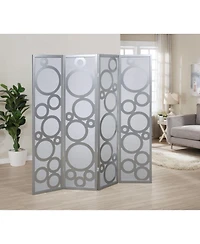 sumyeg Arvada 4-Panel Wood Room Divider with Circle Pattern Folding Privacy Screen for Indoor Use