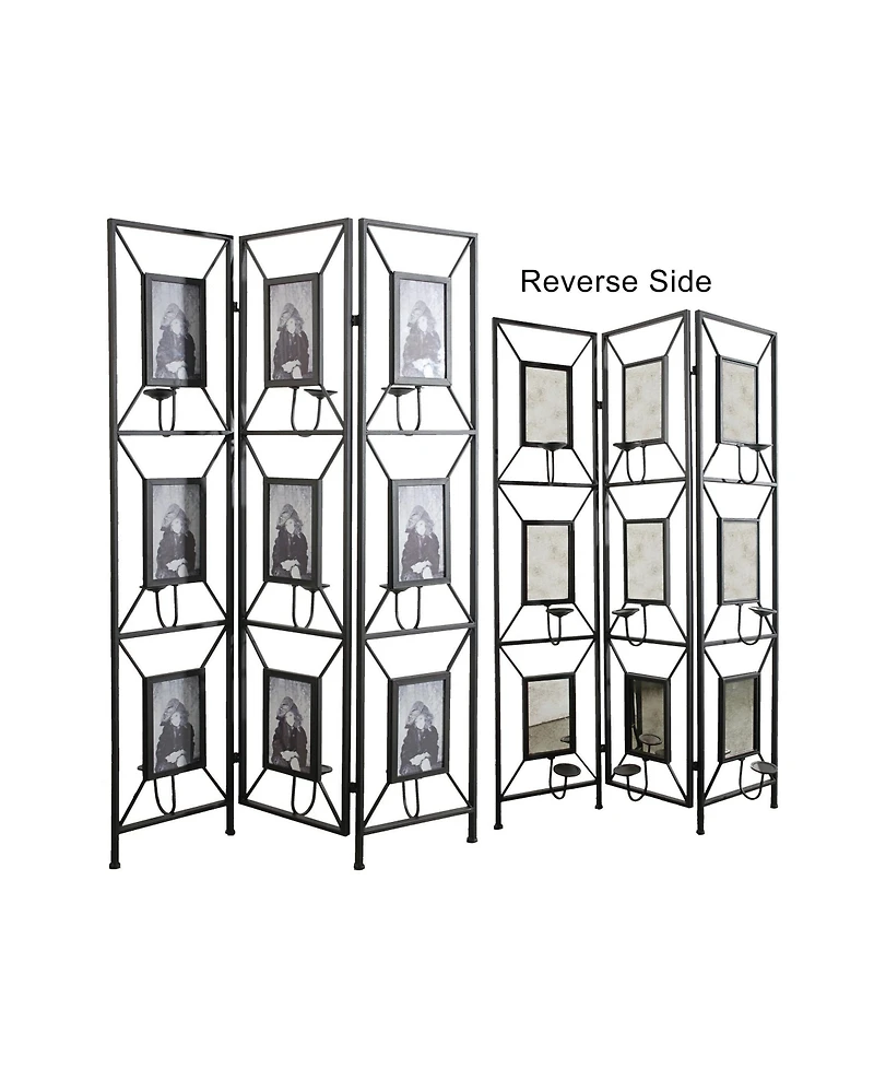 sumyeg 3-Panel Photo Frame Room Divider Screen with Antique Mirror and Candle Stick Design