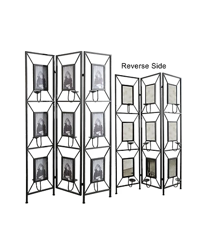 sumyeg 3-Panel Photo Frame Room Divider Screen with Antique Mirror and Candle Stick Design