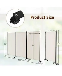 sumyeg 3-Panel Folding Room Divider with Lockable Wheels for Flexible Space Separation