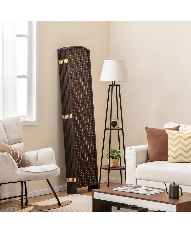 sumyeg 8-Panel Folding Room Divider with Handwoven Texture and Solid Wood Frame