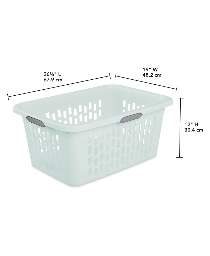 Sterilite Laundry Basket, 2 Bushel Plastic Hamper with Handles, Mint, 6 Pack