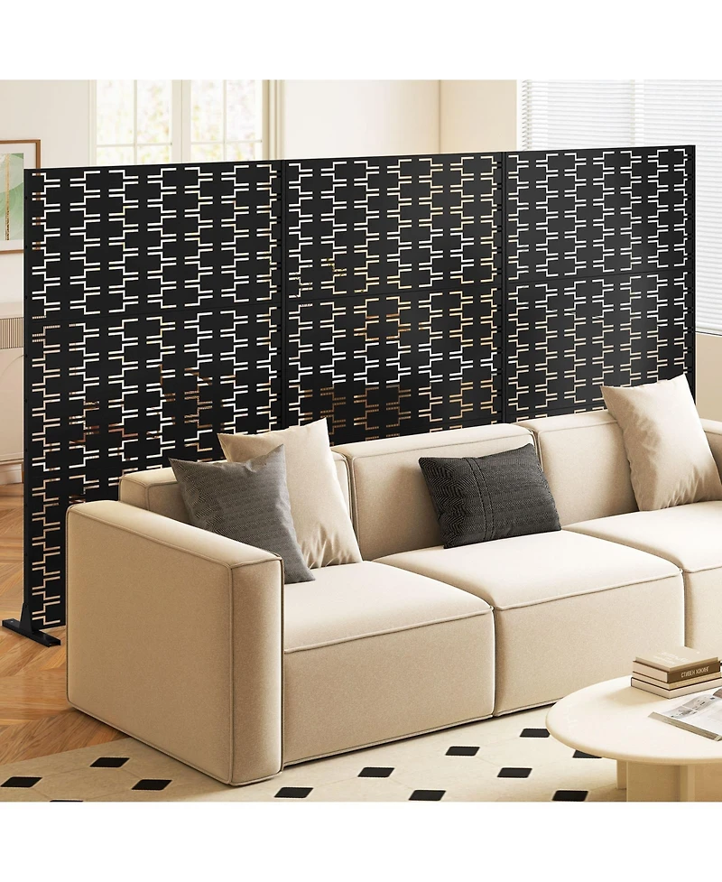 sumyeg Metal Privacy Screen Freestanding Fence Panel for Indoor Outdoor Use