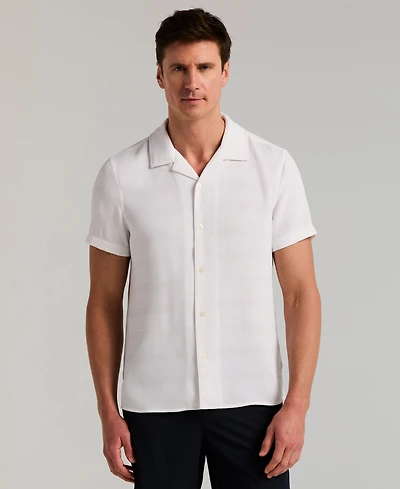 Perry Ellis Men's Dobby Stripe Camp Collar Shirt
