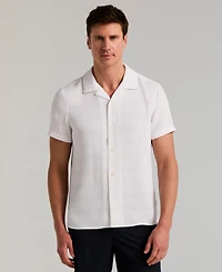 Perry Ellis Men's Dobby Stripe Camp Collar Shirt