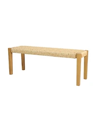Flynama Acacia Wood and Faux Rattan Outdoor Bench