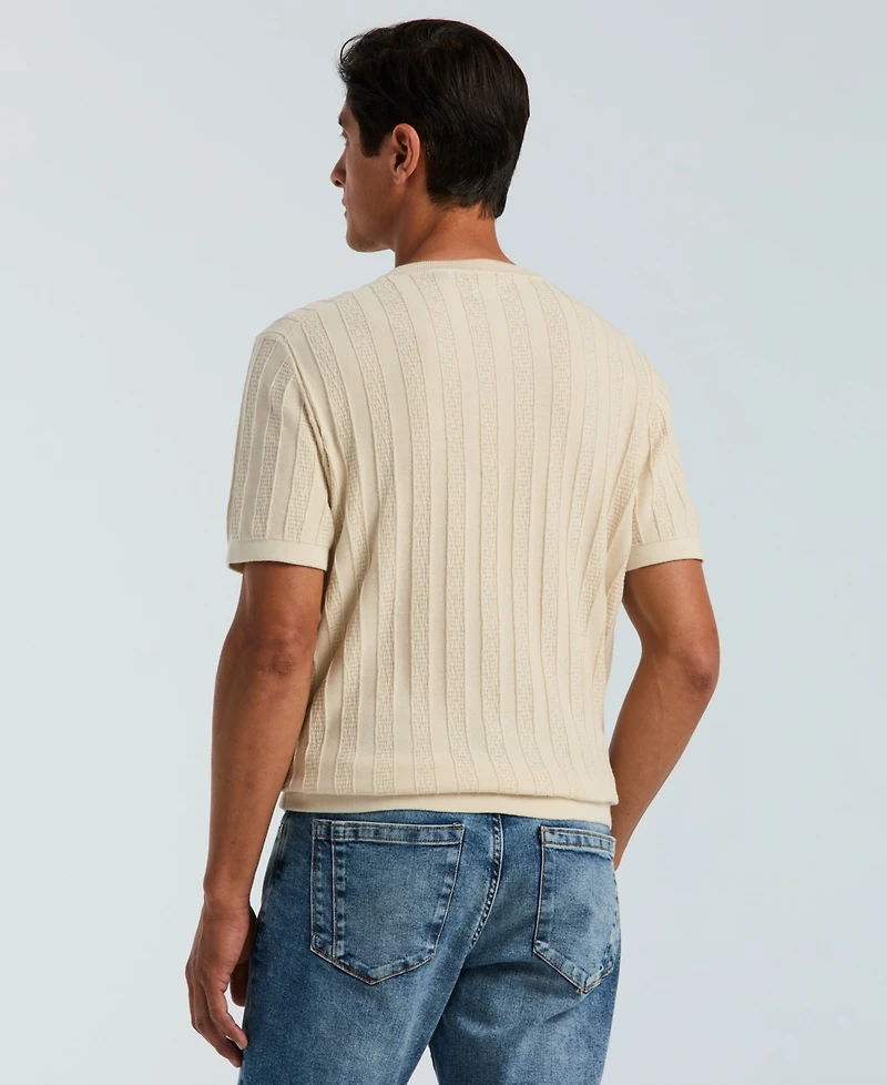 Perry Ellis Men's Cotton Stripe Crewneck Sweater