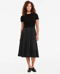 On 34th Women's Short-Sleeve Midi Mixed-Media A-Line Dress, Macy's Exclusive