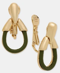 Anne Klein Leather Tear-Shape Clip-On Drop Earrings