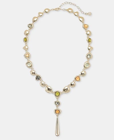 Anne Klein Stone Pebble Lariat Necklace, 16" + 3" extender