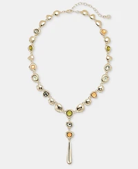 Anne Klein Stone Pebble Lariat Necklace, 16" + 3" extender