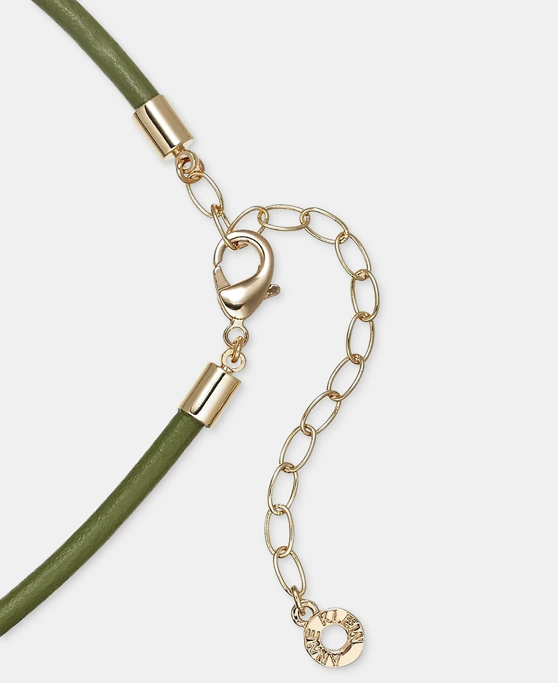 Anne Klein Teardrop Leather Cord Pendant Necklace, 16" + 3" extender