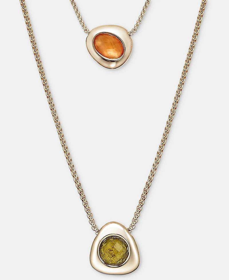 Anne Klein Stone Pebble 30" Layered Pendant Necklace
