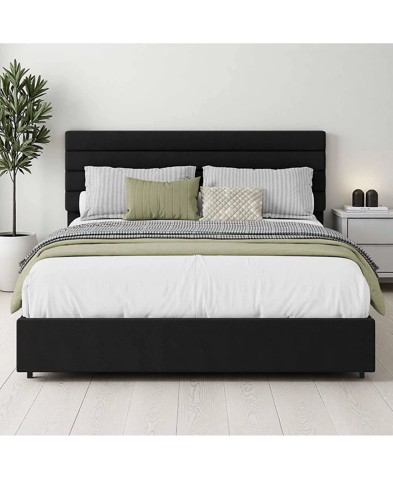 Velvet Bed Frame, Platform with 4 Drawers Tufted Headboard, Upholstered Bed