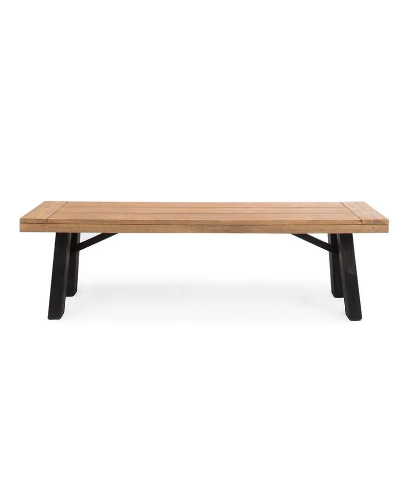 Flynama 2-Pack Outdoor Acacia Wood Slat Panel Benches, Natural