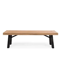 Flynama 2-Pack Outdoor Acacia Wood Slat Panel Benches, Natural