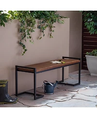 Flynama Industrial Acacia Wood and Iron Bench