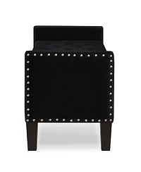 Flynama Velvet Tufted Nailhead Storage Bench with Armrests