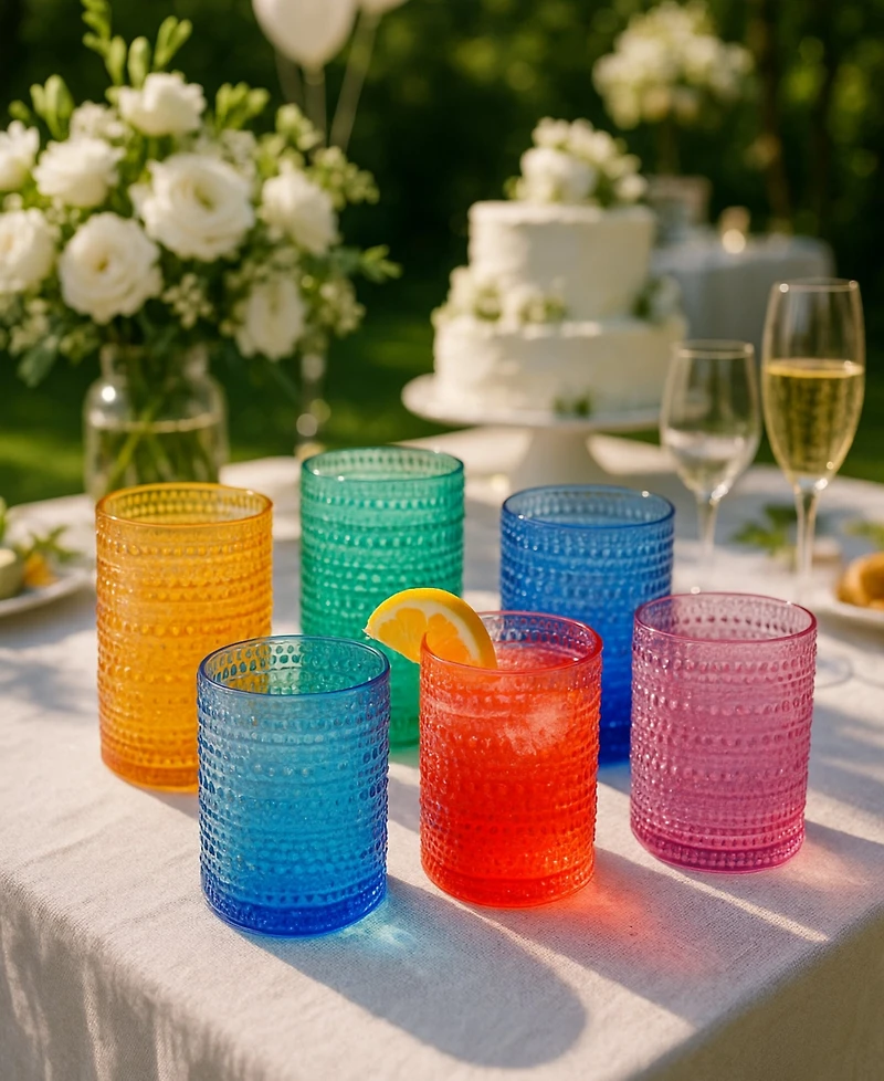 The Wine Savant Bright Hobnail Highball Drinking Glasses, Set of 6