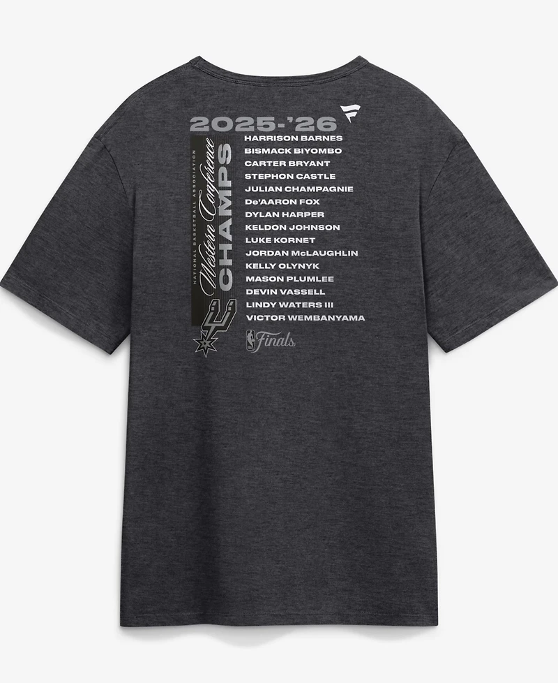 Fanatics Men's Charcoal San Antonio Spurs 2026 Western Conference Champions Roster T-Shirt