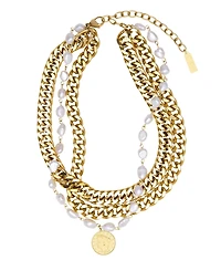 St. Moran Tarnish-Resistant Gold Natural Freshwater Imitation Pearl Adjustable Aragon Necklace